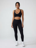 Ebony Ribbed V-Neck Sports Bra